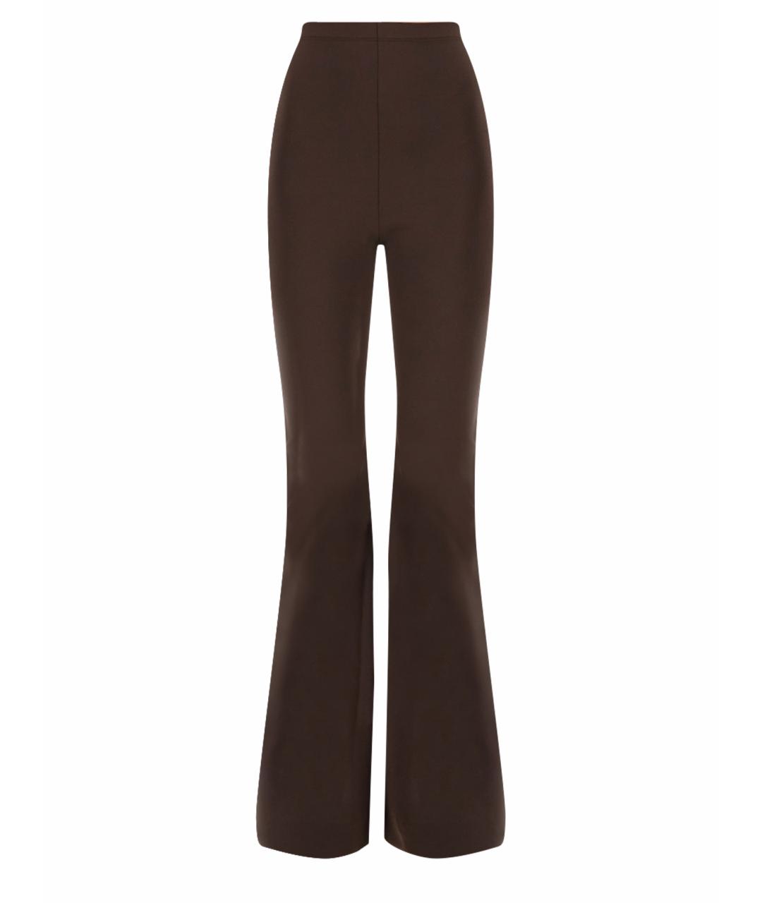 RICK OWENS Коричневые вискозные прямые брюки, фото 1