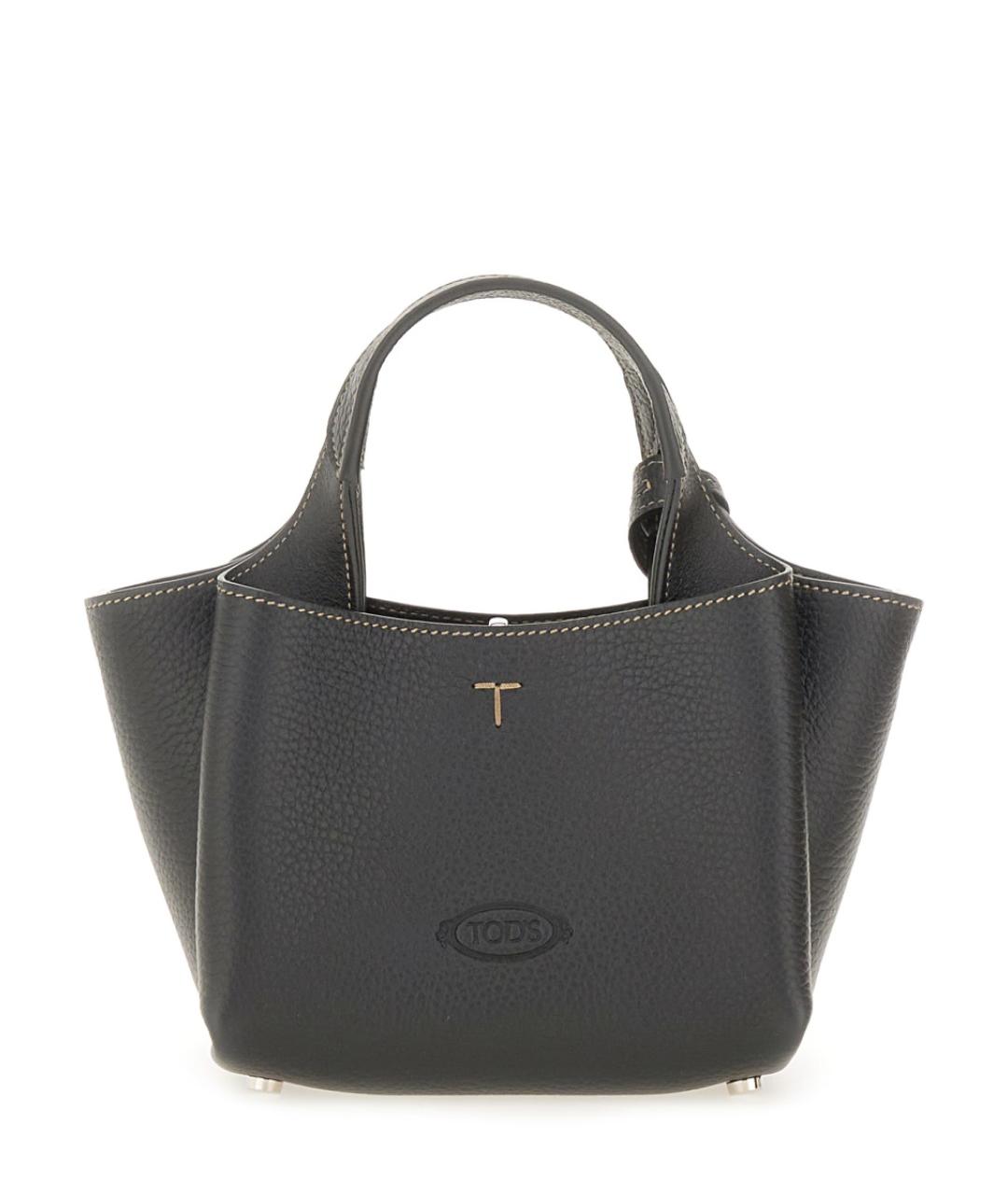 TOD'S Серая кожаная сумка тоут, фото 3