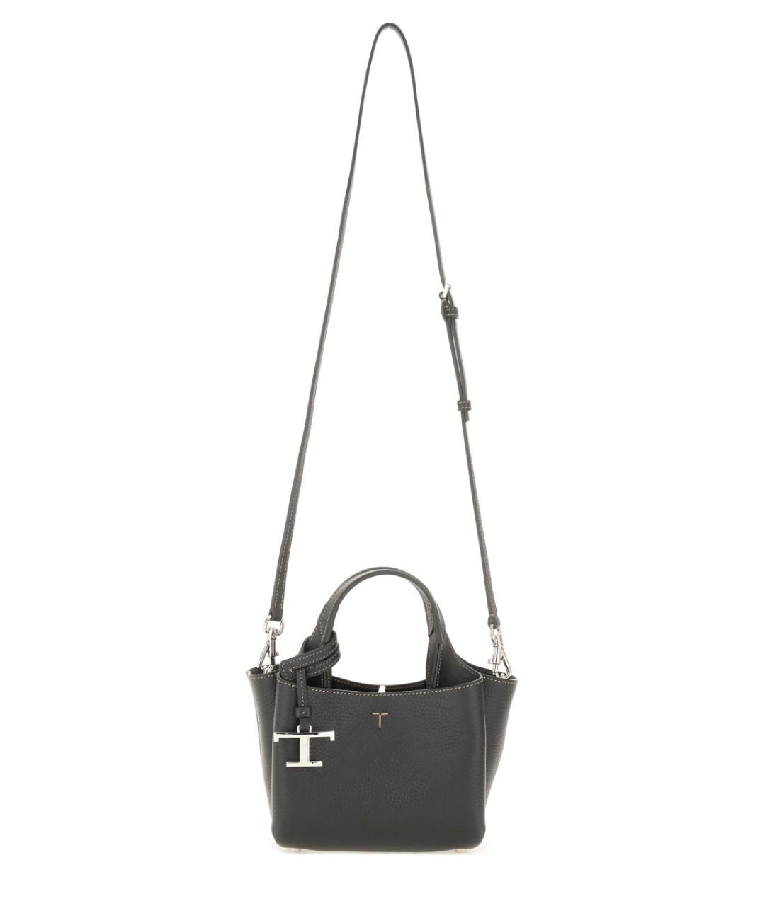 TOD'S Серая кожаная сумка тоут, фото 2