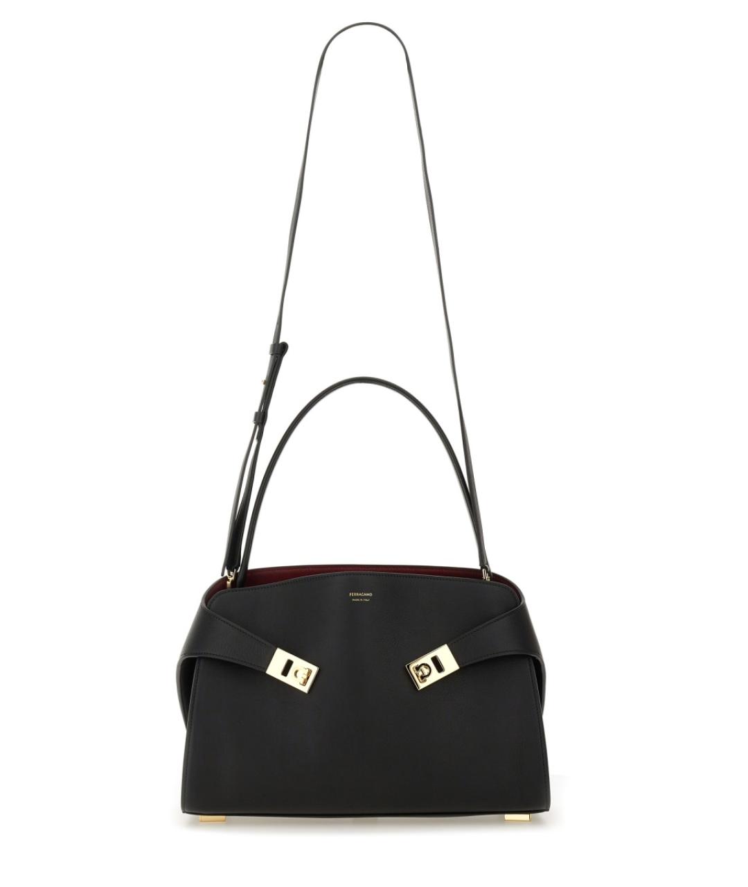 FERRAGAMO Черная кожаная сумка через плечо, фото 4