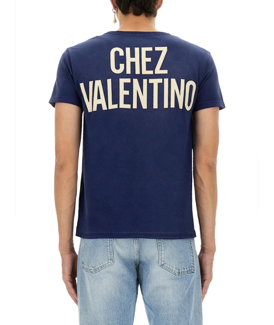 VALENTINO Синяя хлопковая футболка, фото 4