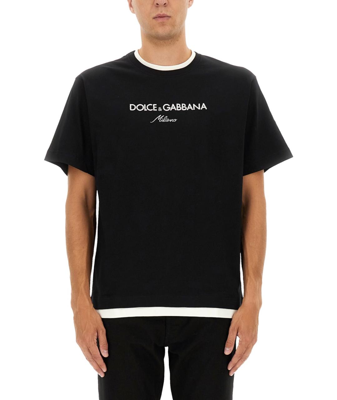 DOLCE&GABBANA Черная хлопковая футболка, фото 2