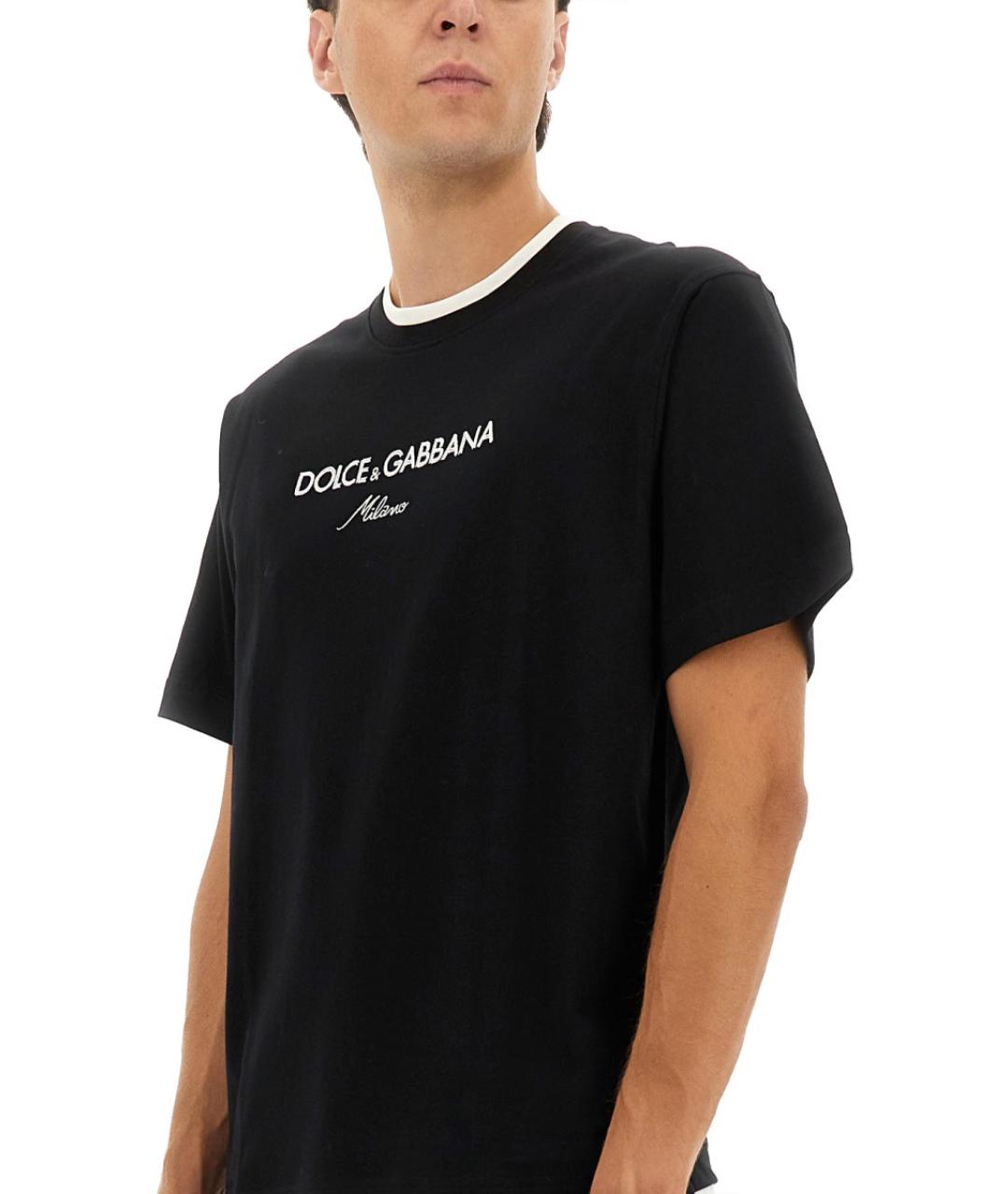 DOLCE&GABBANA Черная хлопковая футболка, фото 5