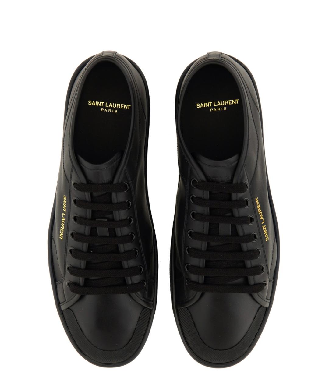 SAINT LAURENT Черные кожаные низкие кроссовки / кеды, фото 5