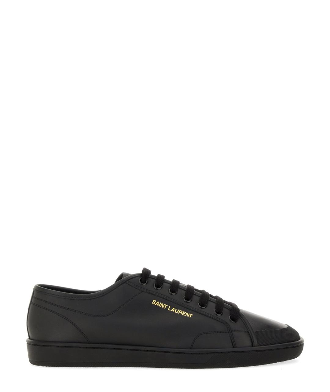 SAINT LAURENT Черные кожаные низкие кроссовки / кеды, фото 1