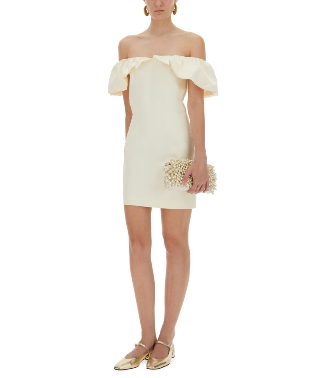 ROTATE Белое полиэстеровое повседневное платье, фото 3