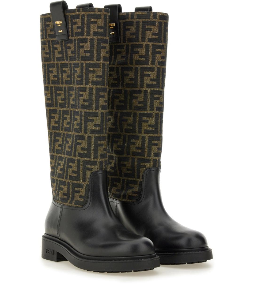 FENDI Коричневые кожаные сапоги, фото 2