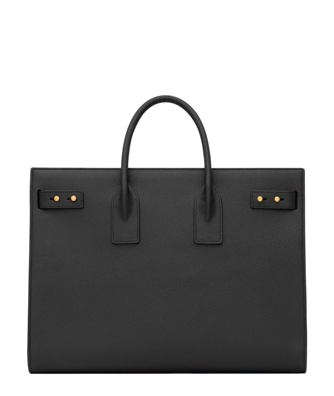 SAINT LAURENT Черная кожаная сумка тоут, фото 2