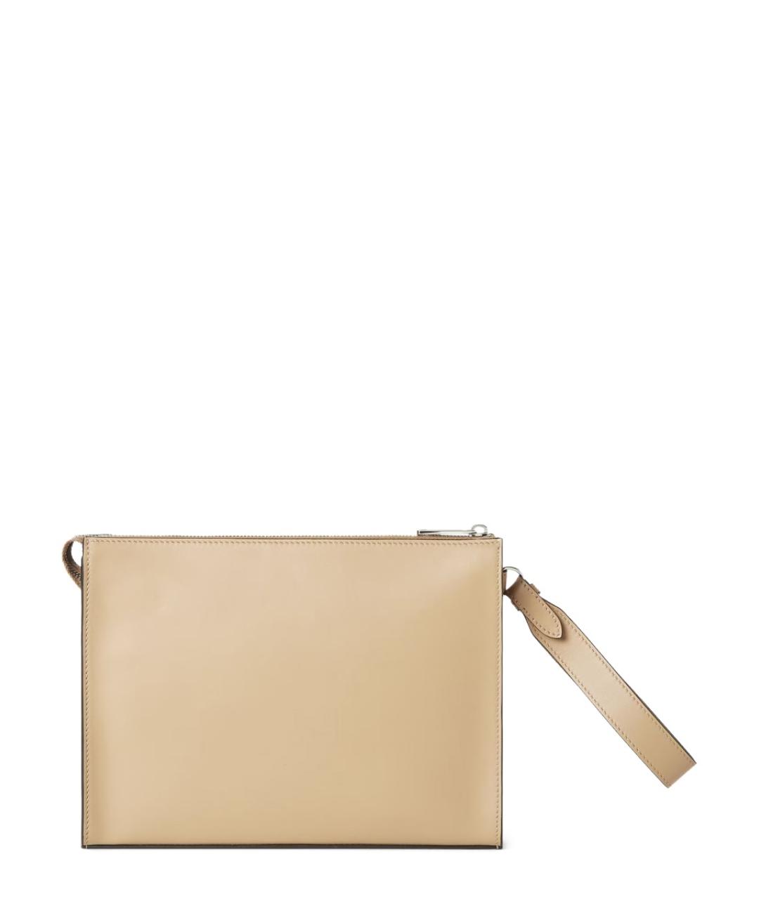 FENDI Бежевая кожаная папка для документов, фото 3