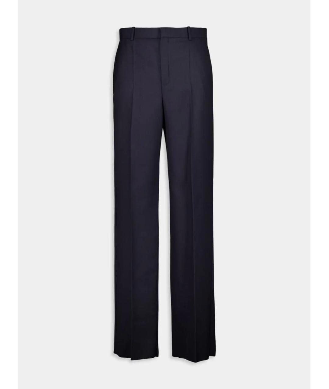SAINT LAURENT Темно-синие шерстяные повседневные брюки, фото 6
