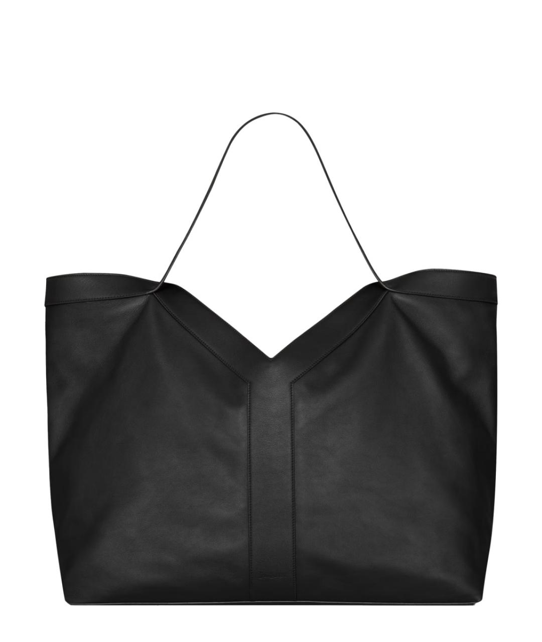 SAINT LAURENT Черная кожаная сумка тоут, фото 4