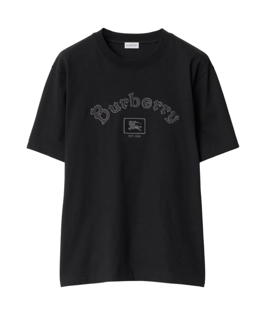 BURBERRY Черная хлопковая футболка, фото 1