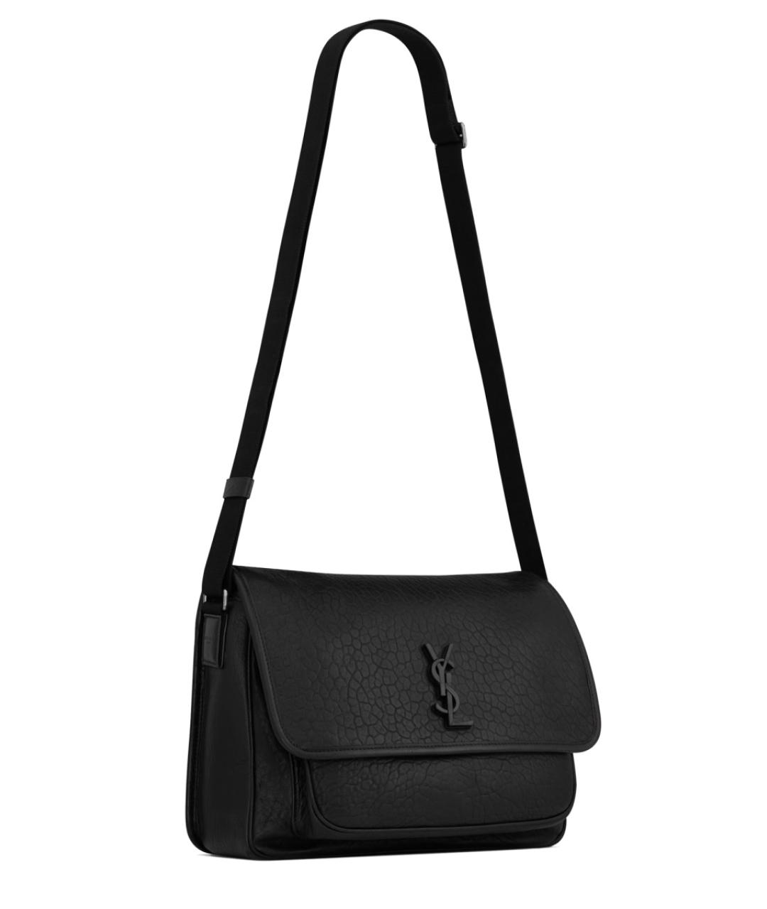 SAINT LAURENT Черная кожаная сумка на плечо, фото 2