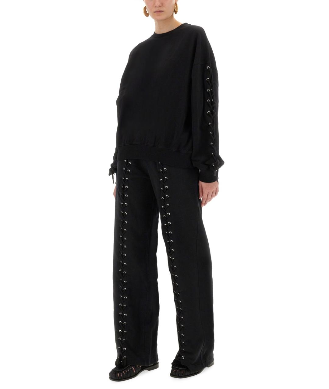 ROTATE Черные хлопковые прямые брюки, фото 2