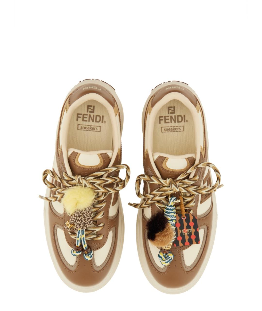 FENDI Коричневые кожаные кеды, фото 5