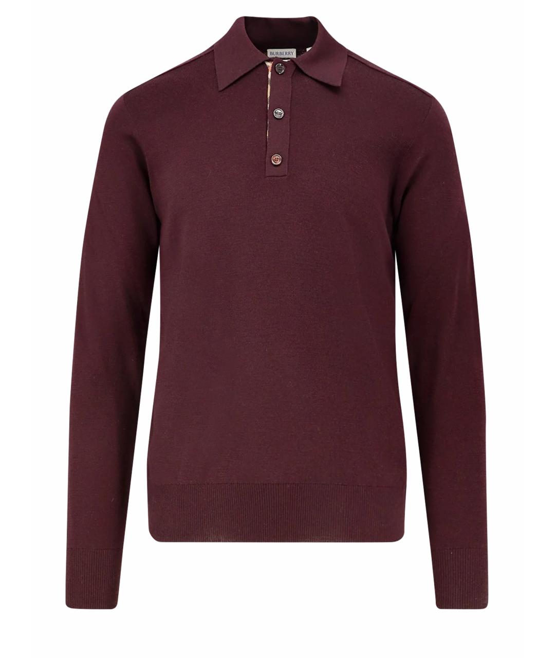 BURBERRY Бордовый шерстяной джемпер / свитер, фото 1