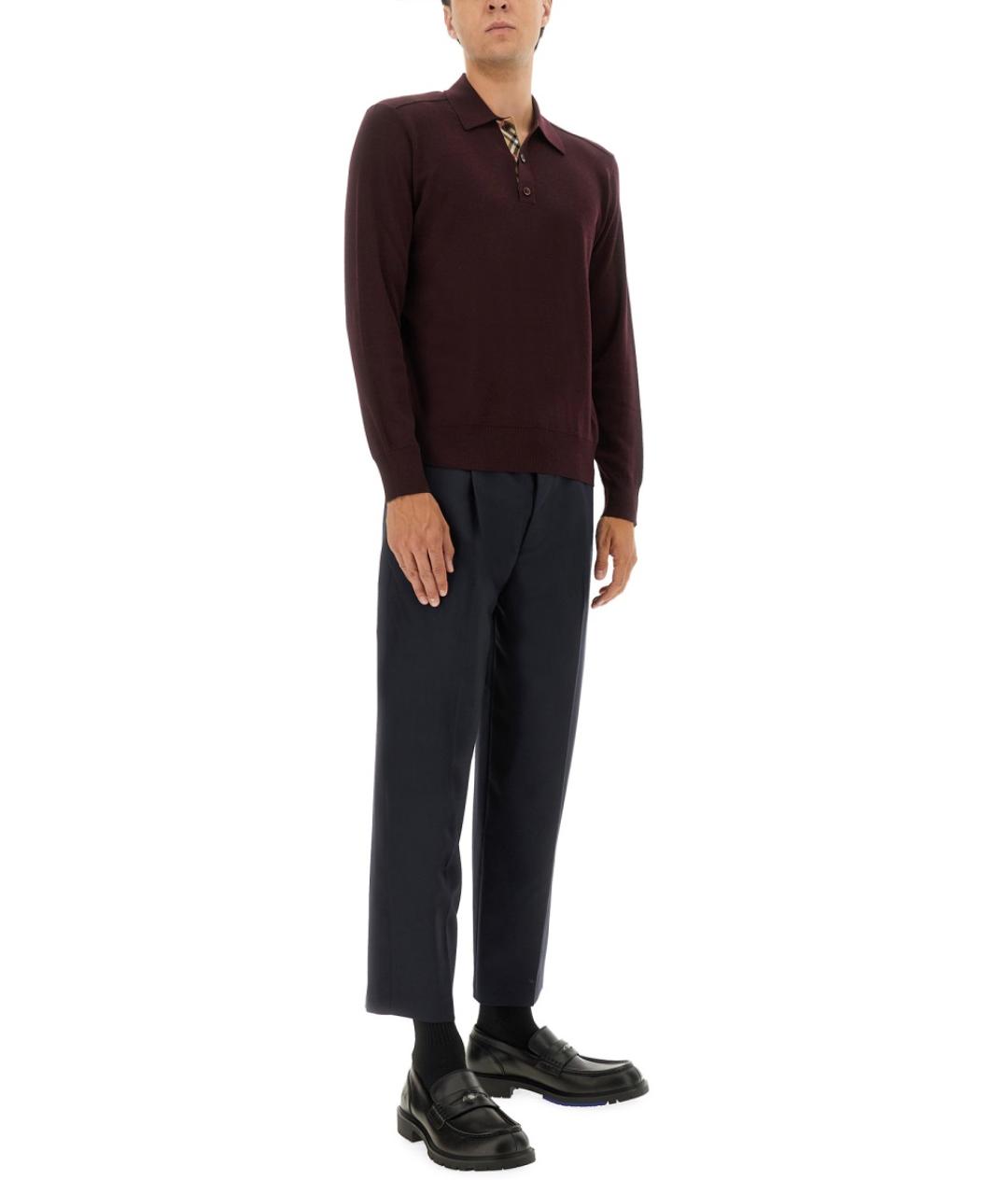 BURBERRY Бордовый шерстяной джемпер / свитер, фото 3