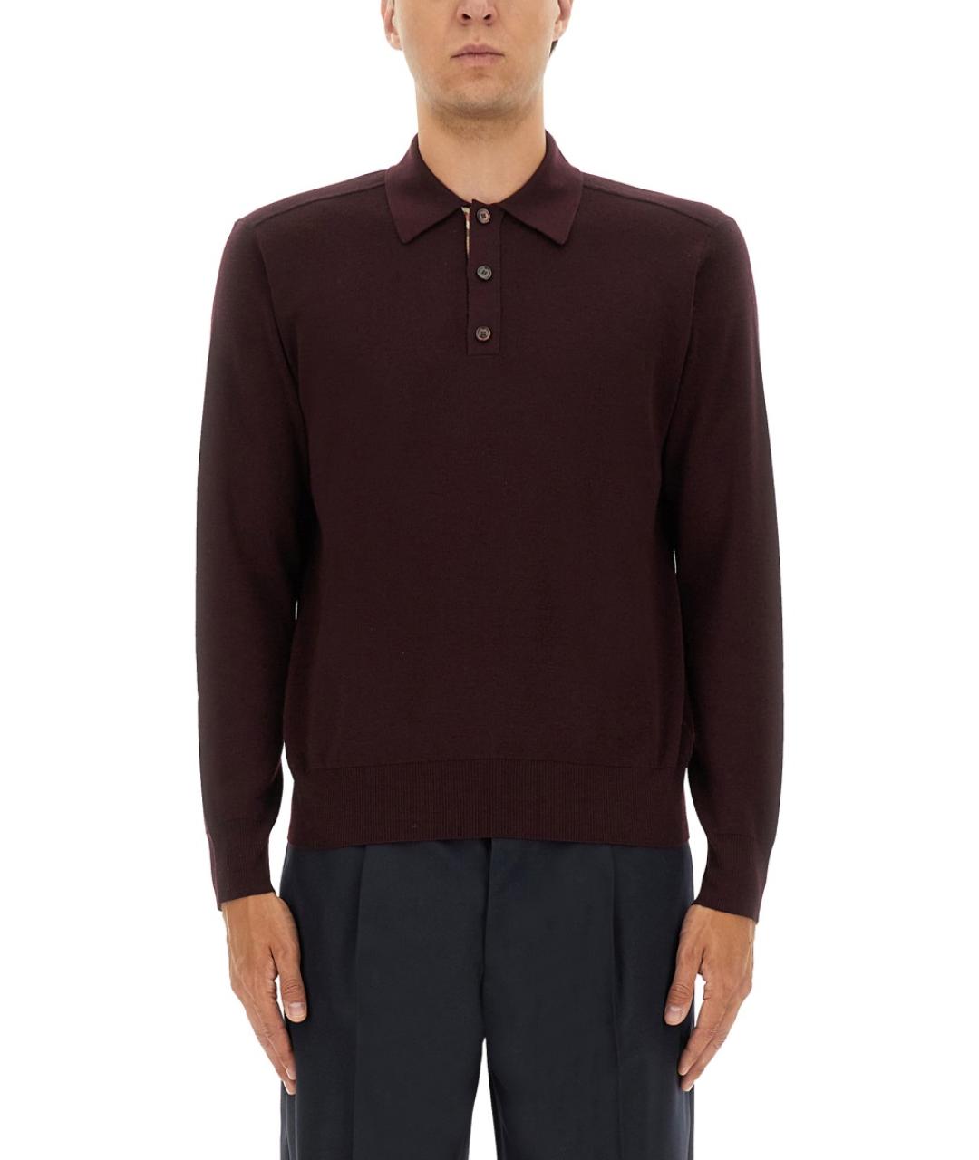 BURBERRY Бордовый шерстяной джемпер / свитер, фото 2