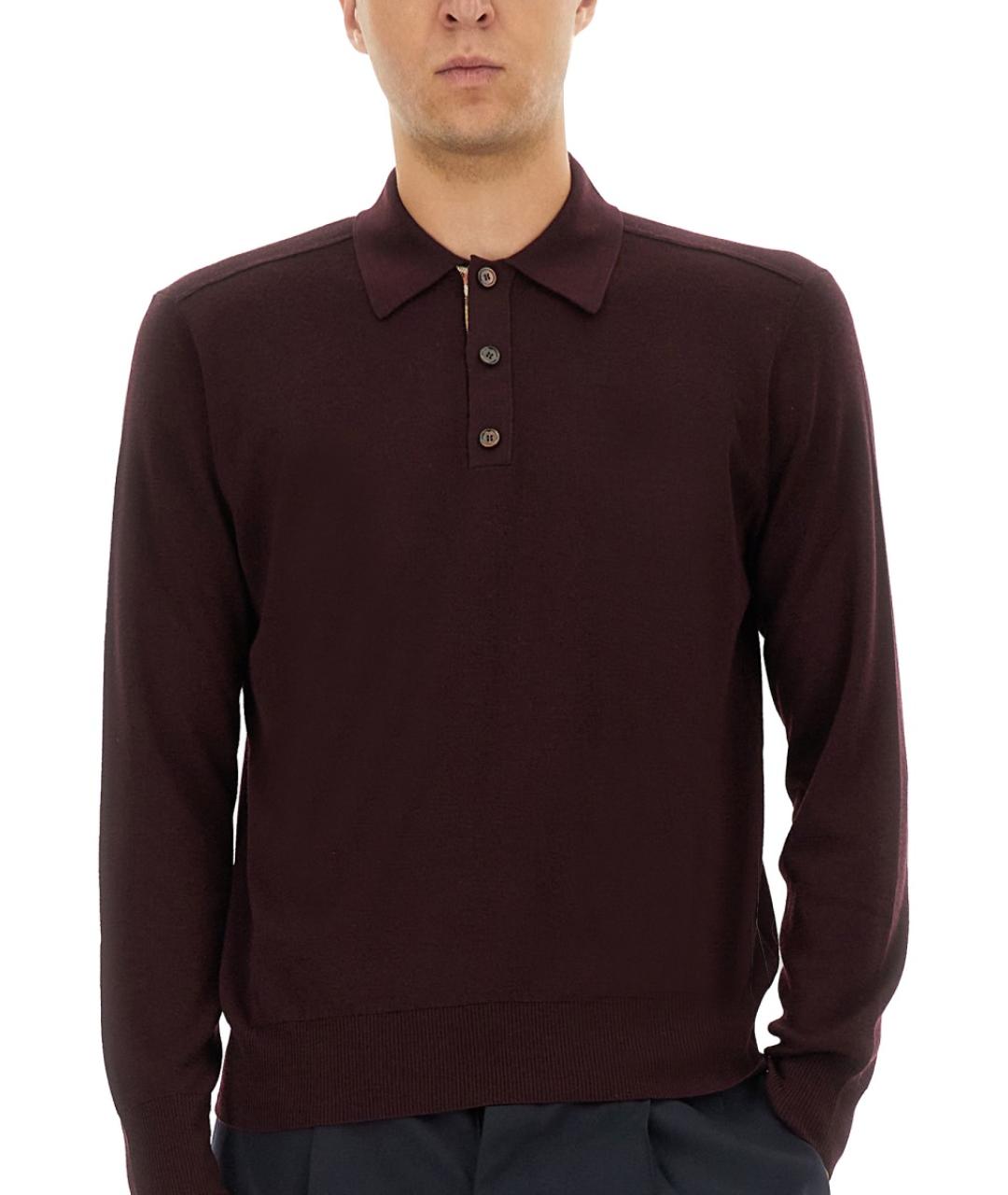 BURBERRY Бордовый шерстяной джемпер / свитер, фото 5