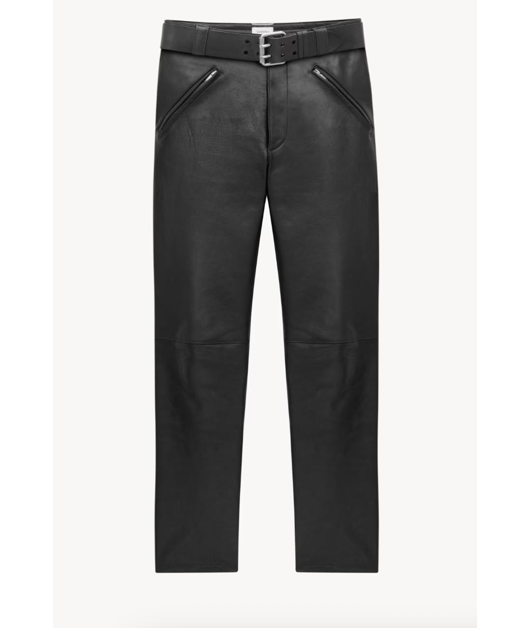 SAINT LAURENT Черные кожаные повседневные брюки, фото 6