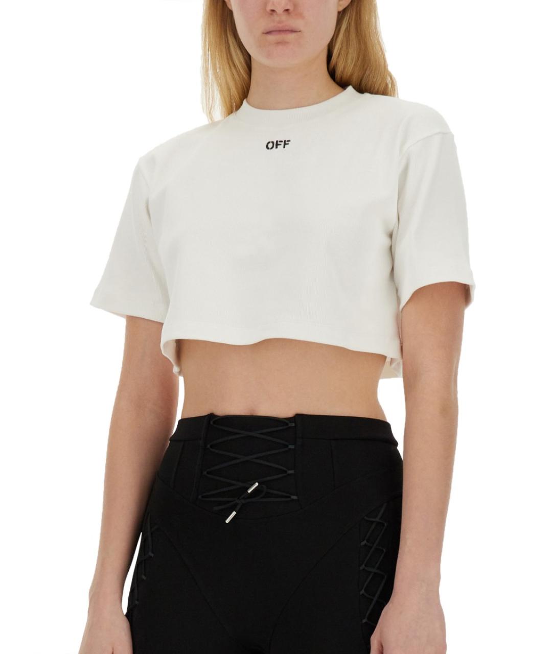 OFF-WHITE Белая хлопковая футболка, фото 5