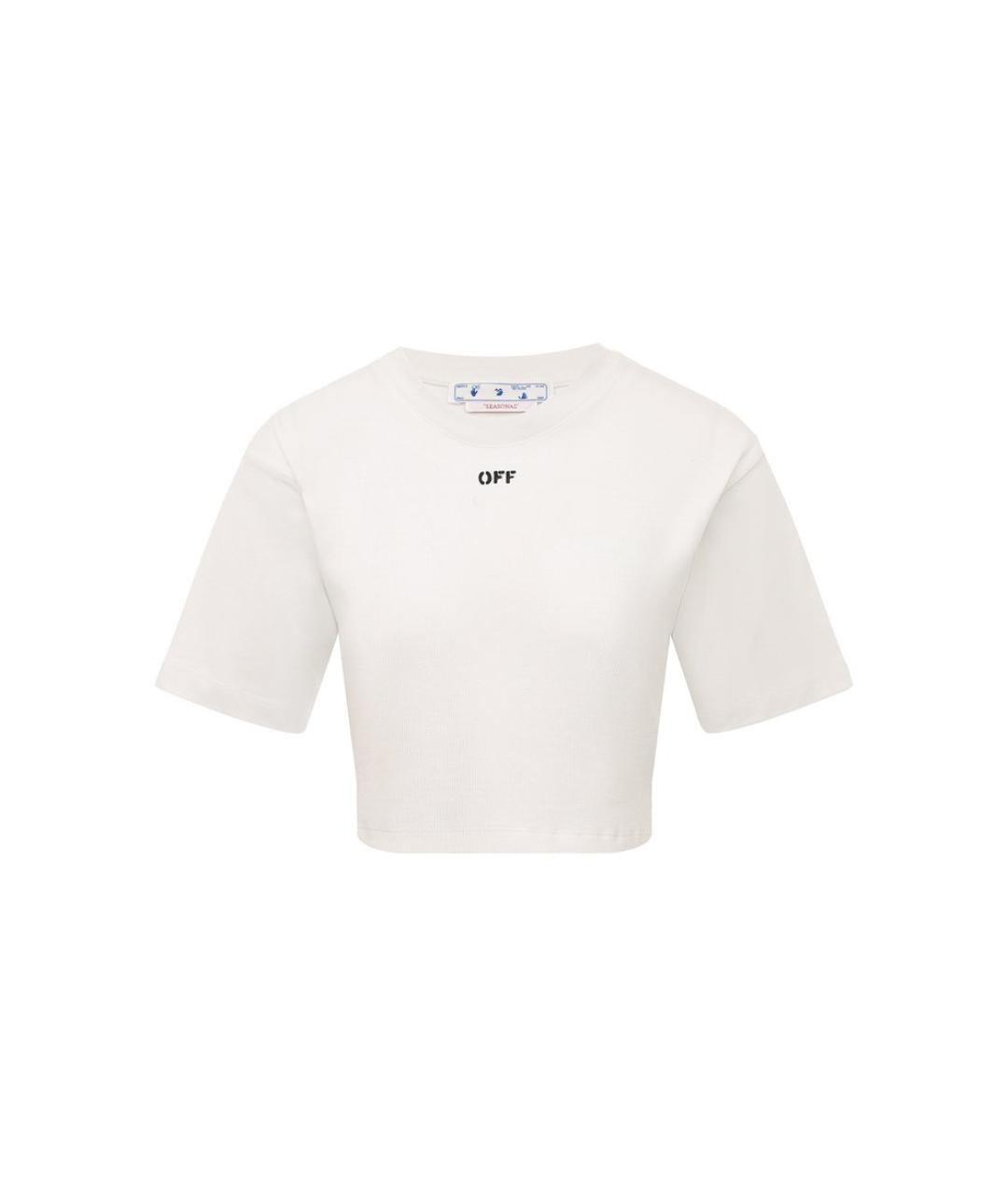 OFF-WHITE Белая хлопковая футболка, фото 1