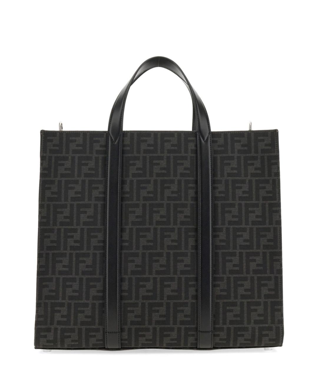 FENDI Антрацитовая синтетическая сумка тоут, фото 1