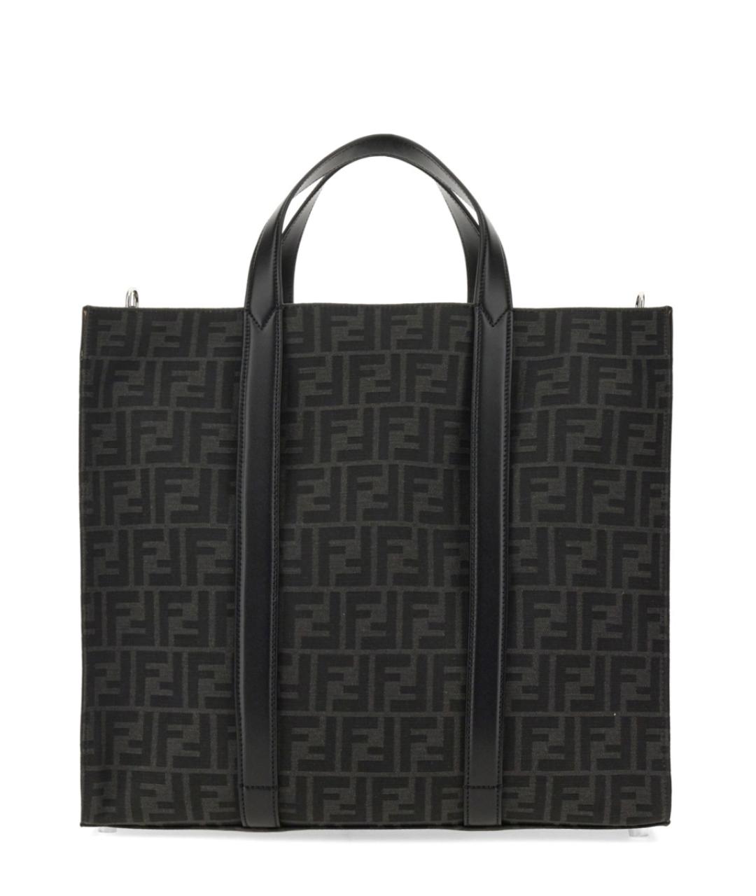 FENDI Антрацитовая синтетическая сумка тоут, фото 2