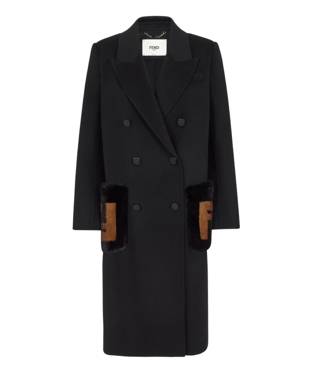 FENDI Черное шерстяное пальто, фото 1