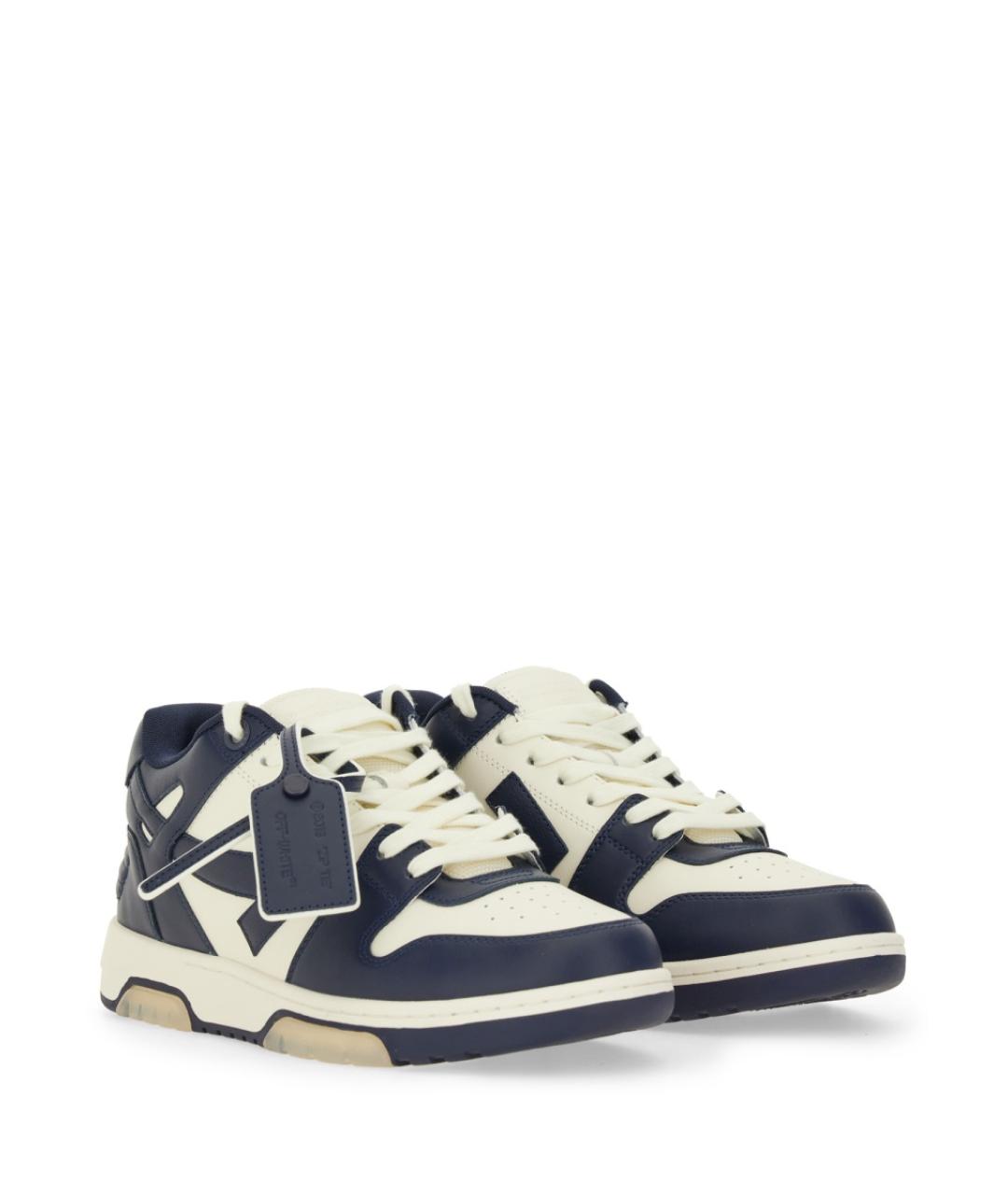 OFF-WHITE Синие кожаные низкие кроссовки / кеды, фото 3