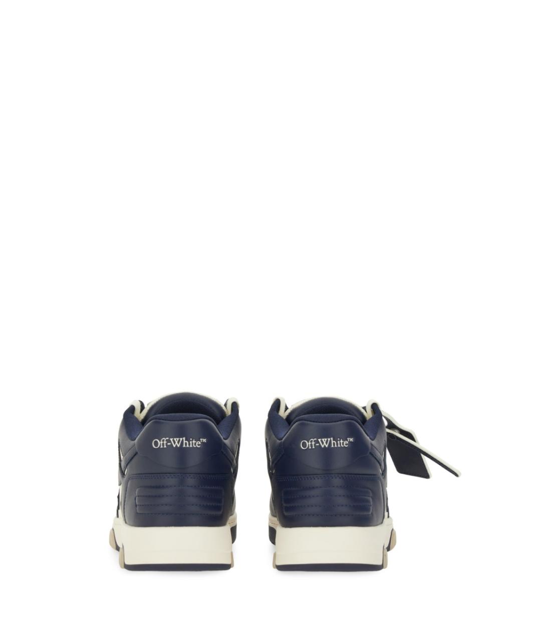 OFF-WHITE Синие кожаные низкие кроссовки / кеды, фото 4