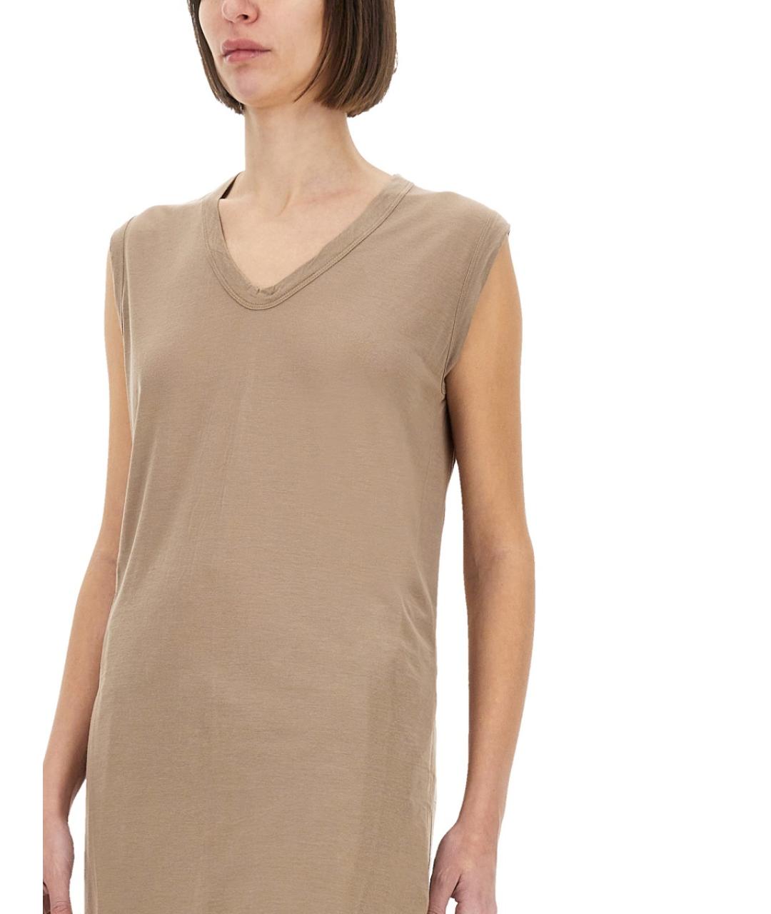 RICK OWENS Бежевая вискозная майка, фото 5