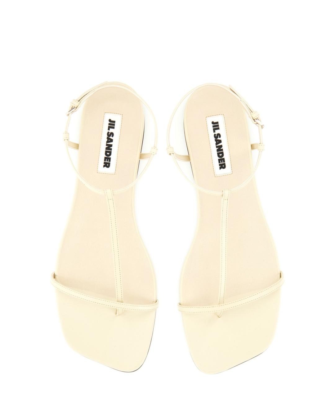 JIL SANDER Бежевые кожаные сандалии, фото 6
