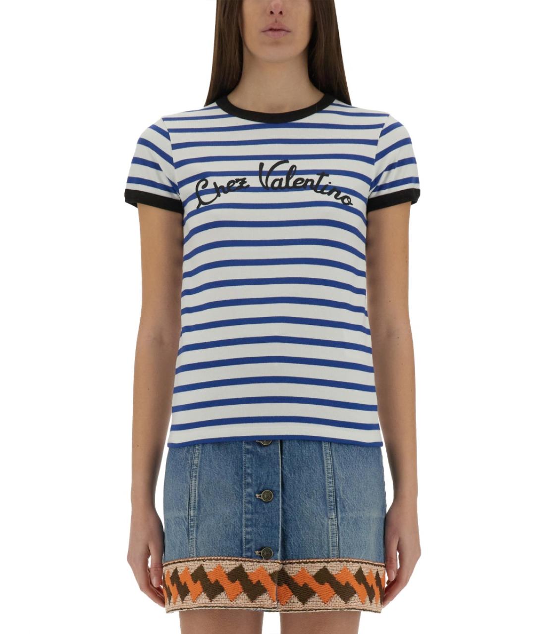VALENTINO Синяя хлопковая футболка, фото 2