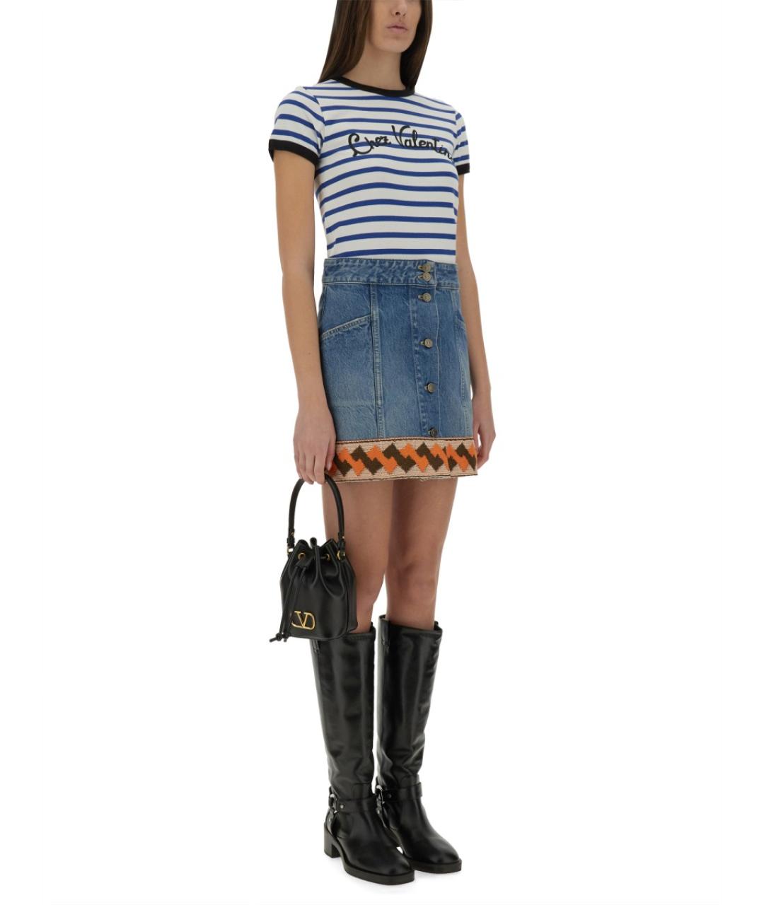 VALENTINO Синяя хлопковая футболка, фото 3