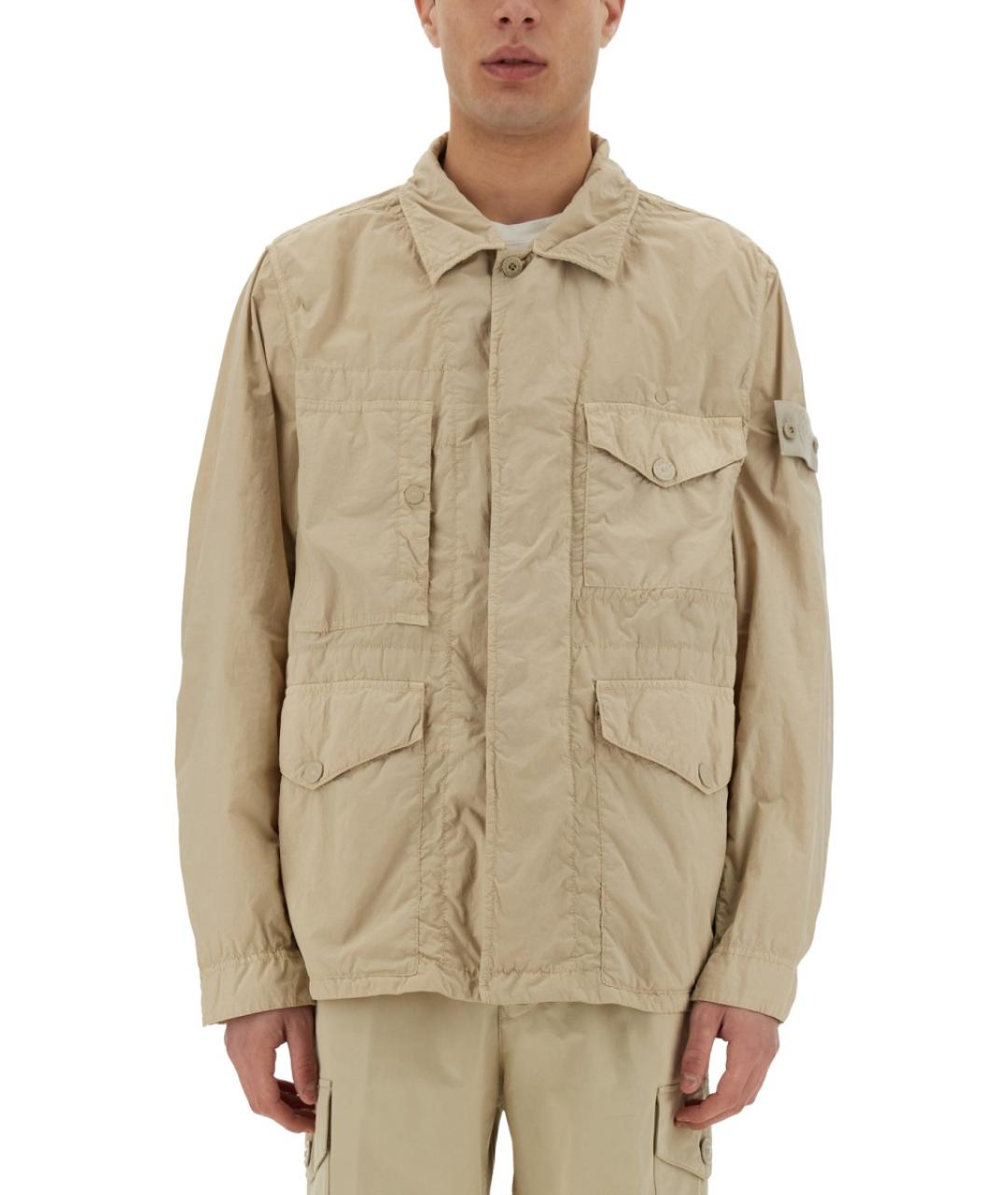 STONE ISLAND Бежевая полиамидовая куртка, фото 2