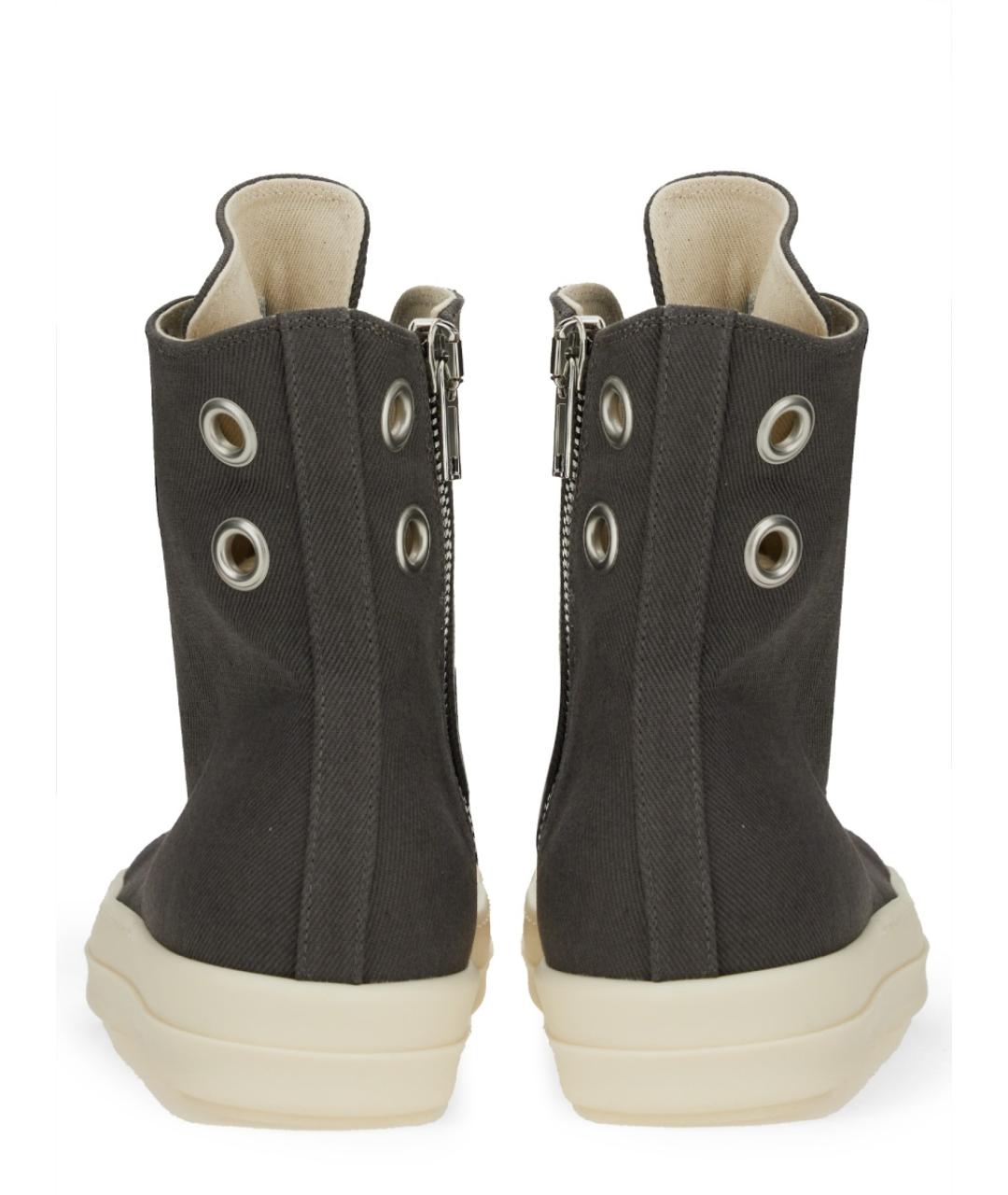 RICK OWENS DRKSHDW Антрацитовые текстильные высокие кроссовки / кеды, фото 3