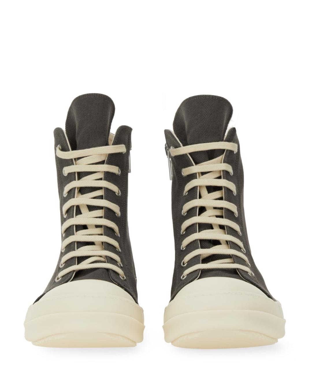RICK OWENS DRKSHDW Антрацитовые текстильные высокие кроссовки / кеды, фото 2