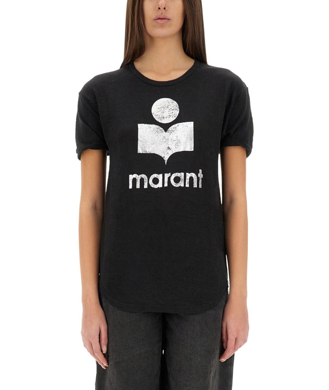ISABEL MARANT ETOILE Черная льняная футболка, фото 2