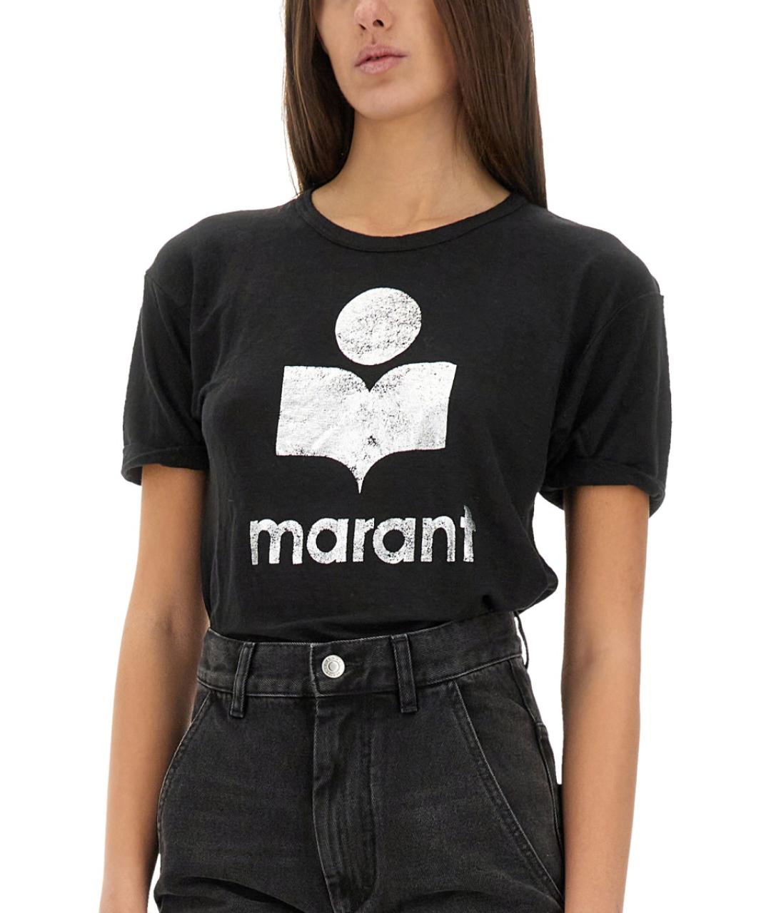 ISABEL MARANT ETOILE Черная льняная футболка, фото 5