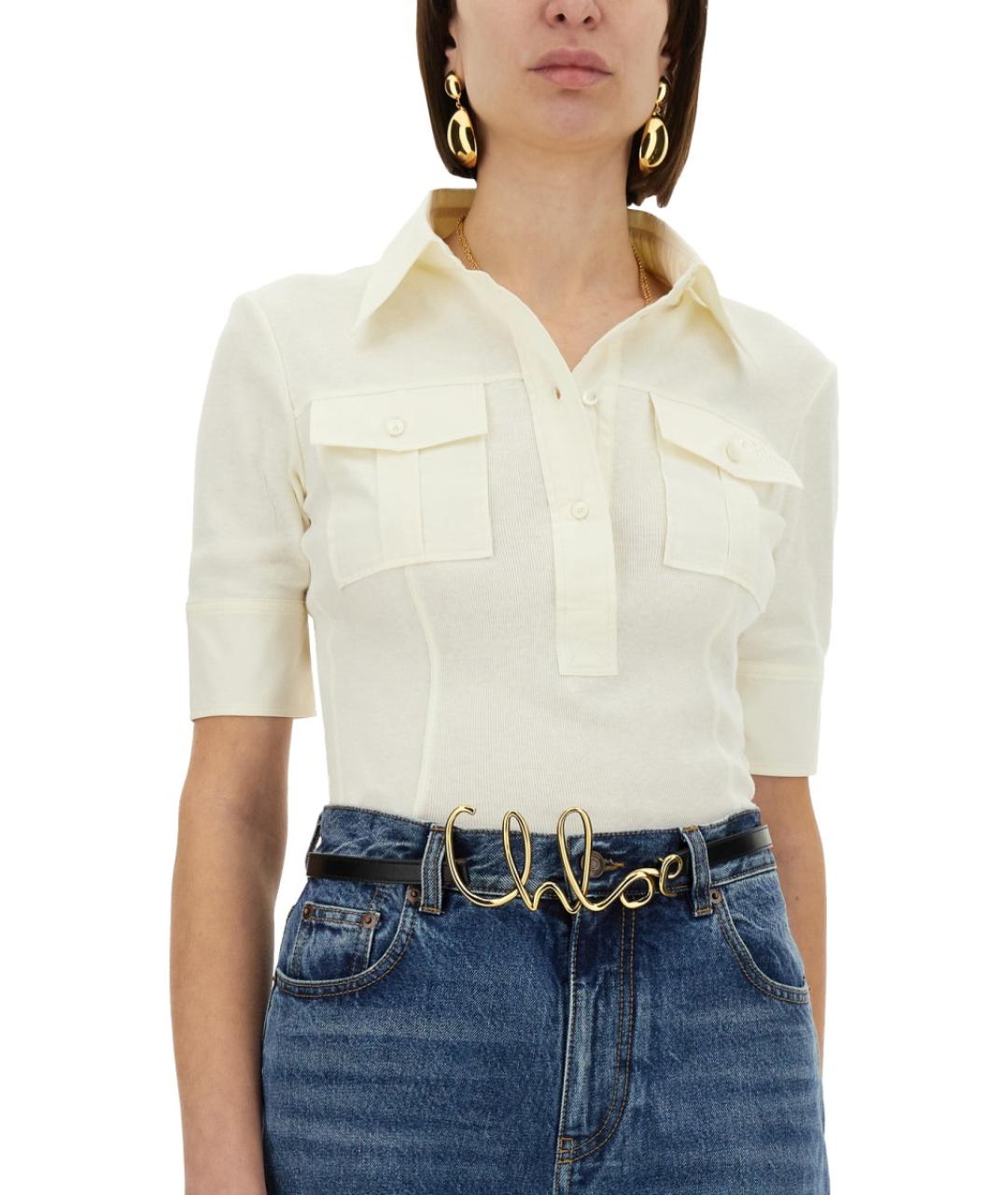 CHLOE Белая хлопковая футболка, фото 4