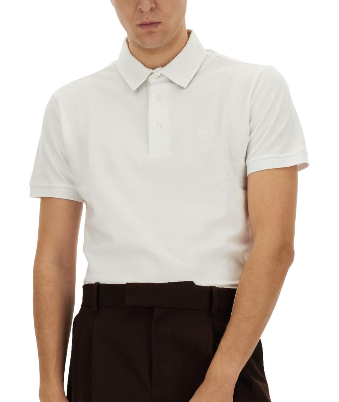 ETRO Белое хлопковое поло с коротким рукавом, фото 5