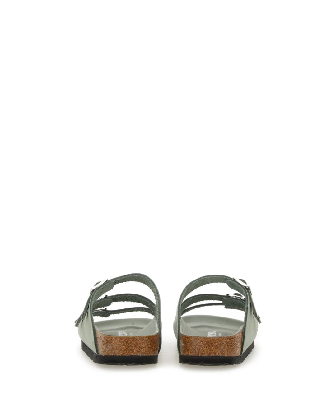 BIRKENSTOCK Зеленые кожаные шлепанцы, фото 3