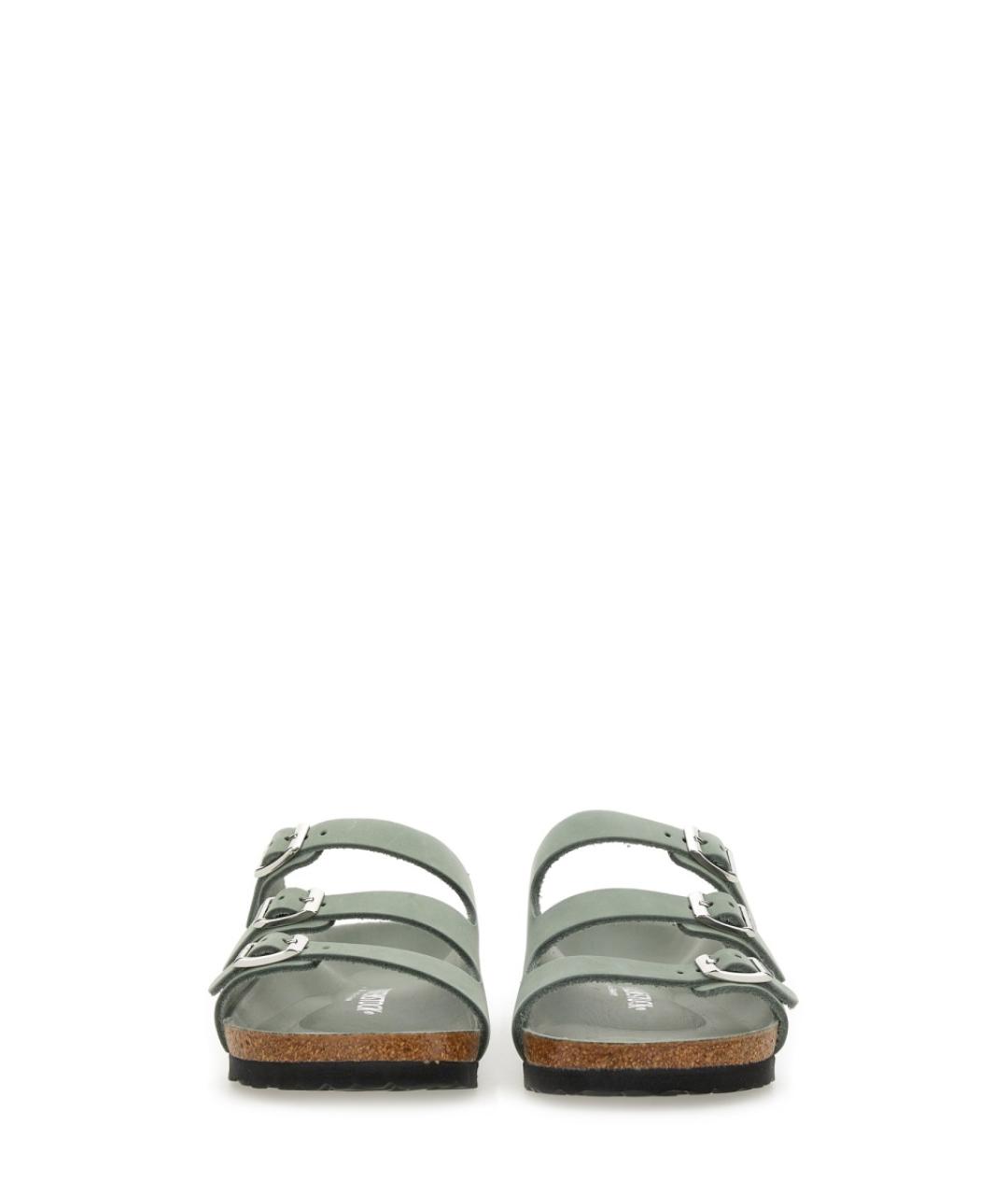 BIRKENSTOCK Зеленые кожаные шлепанцы, фото 4