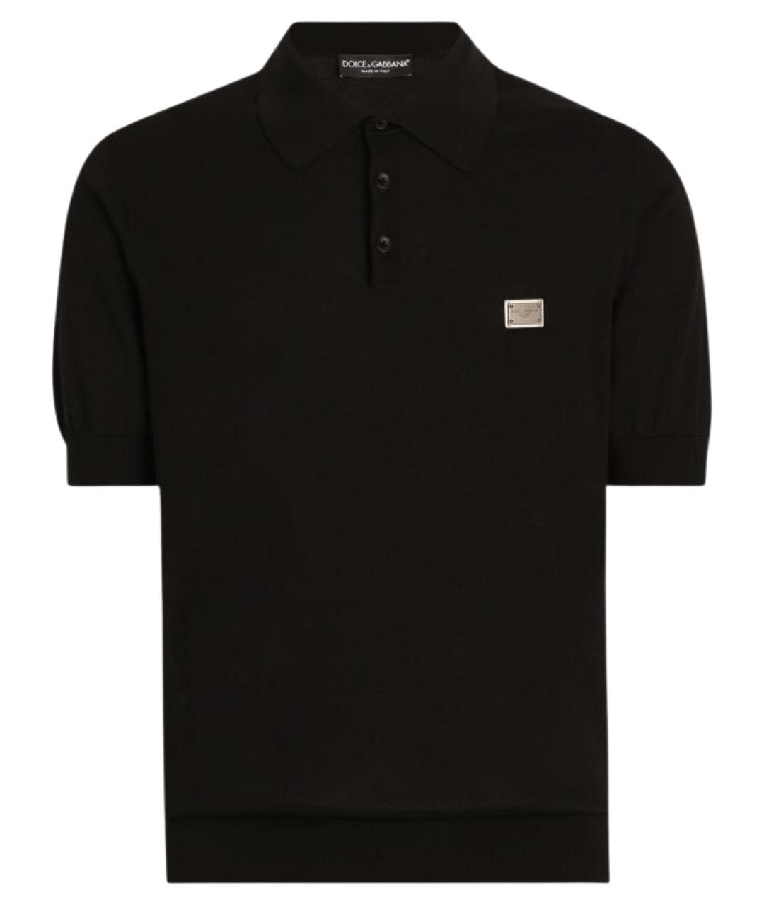 DOLCE&GABBANA Черное хлопковое поло с коротким рукавом, фото 1