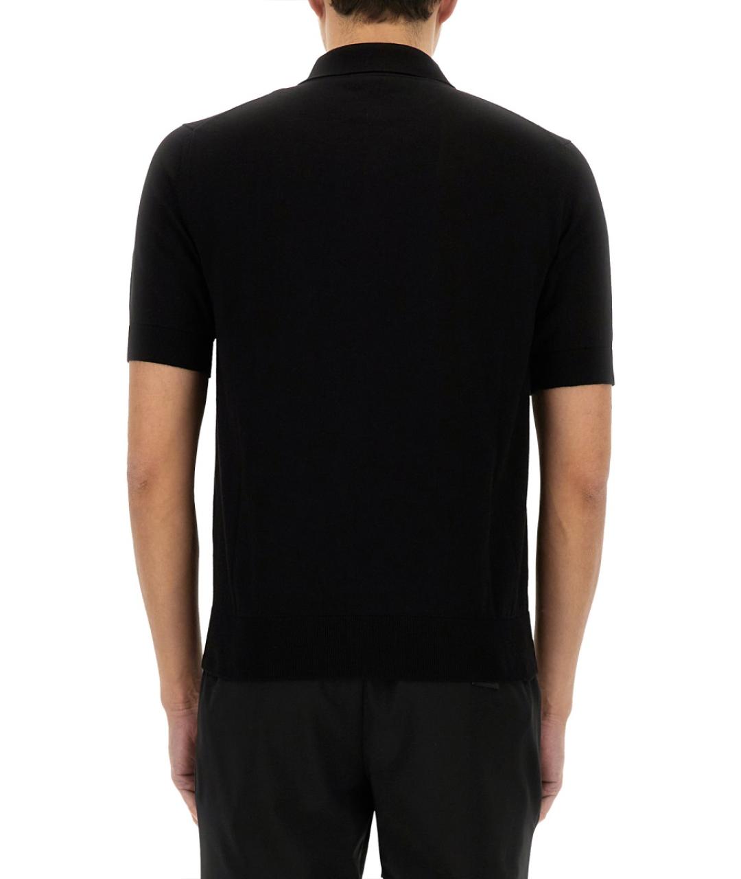 DOLCE&GABBANA Черное хлопковое поло с коротким рукавом, фото 4