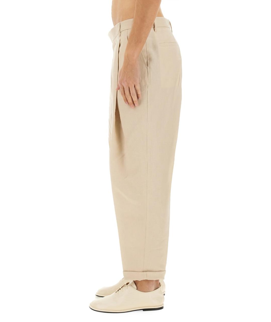 DOLCE&GABBANA Бежевые льняные повседневные брюки, фото 5