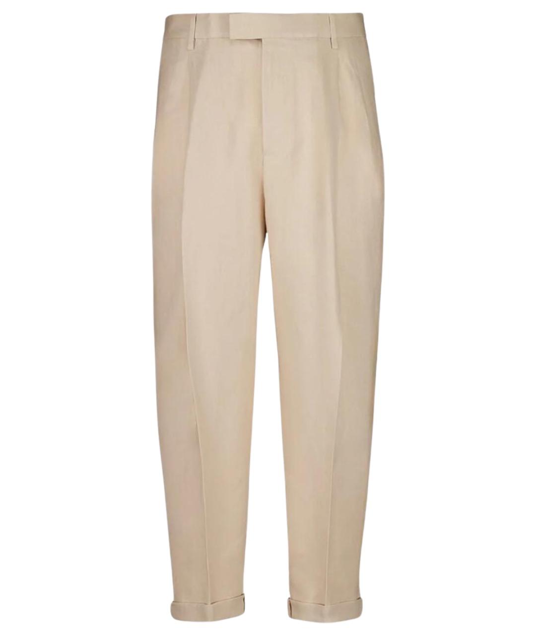 DOLCE&GABBANA Бежевые льняные повседневные брюки, фото 1