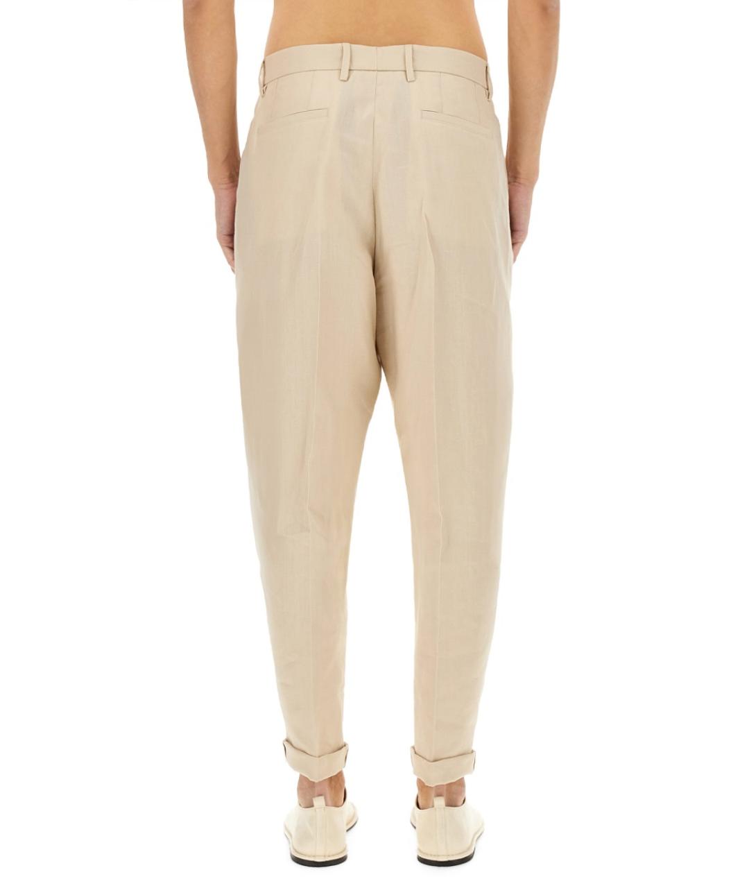 DOLCE&GABBANA Бежевые льняные повседневные брюки, фото 4