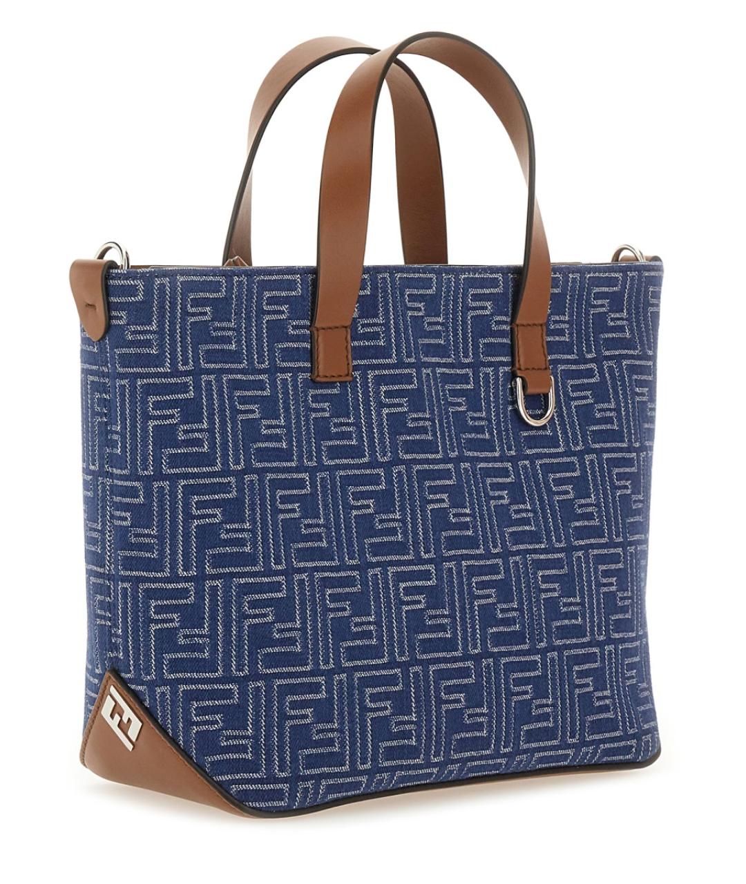FENDI Темно-синяя хлопковая сумка тоут, фото 2